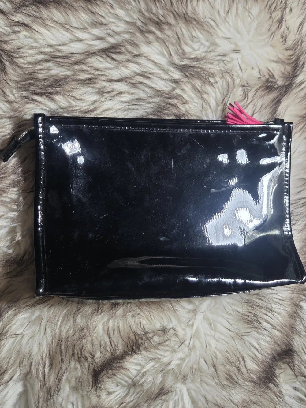 Macy's Black Patent Leather Lips Makeup Pouch